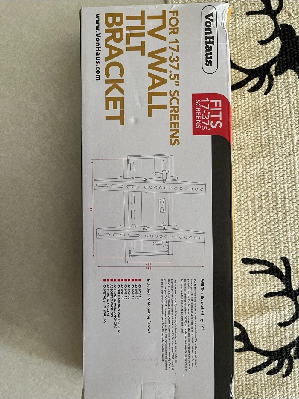 Black TV Wall Tilt Bracket